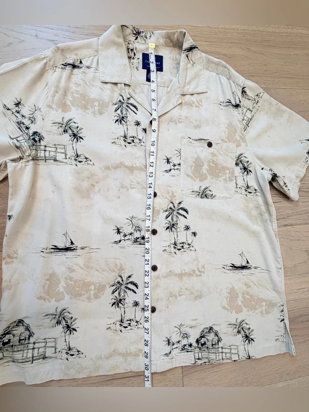 Caribbean Joe Mens XXL 100% Silk Hawaiian Camp Shirt Tropical Beach Aloha